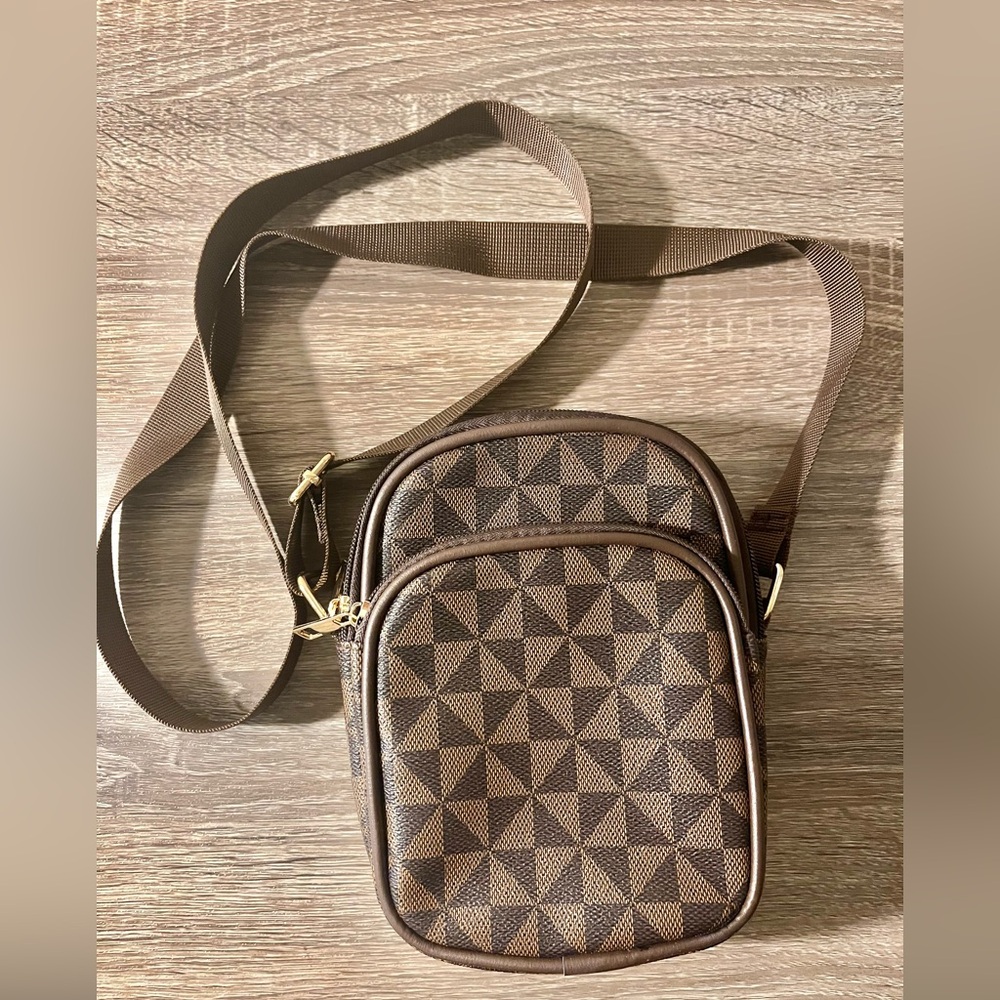 Nollia  Brown Geometric Crossbody Bag